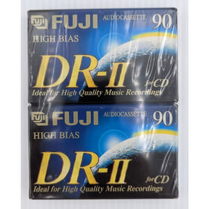 Fuji DR-II 90 Minute High Bias Blank Type II Audio Cassette Tapes 2 pack